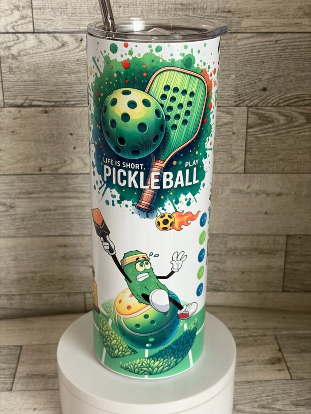 Life Is Short Play Pickleball Insulated Tumbler - Green